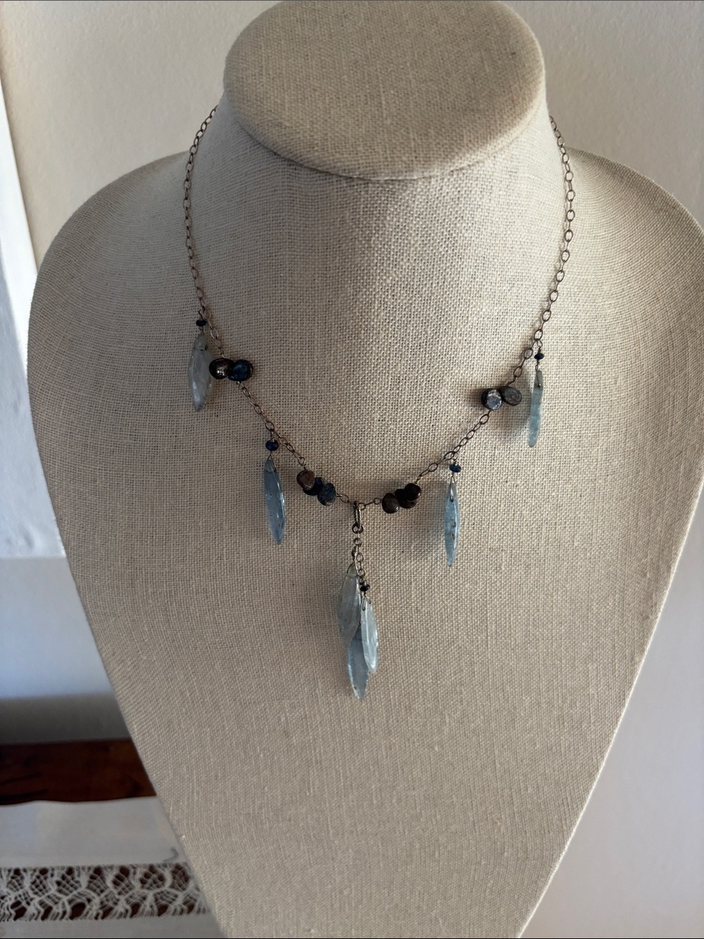 Delicate Blue Crystal Drop Necklace - Women Jewelry